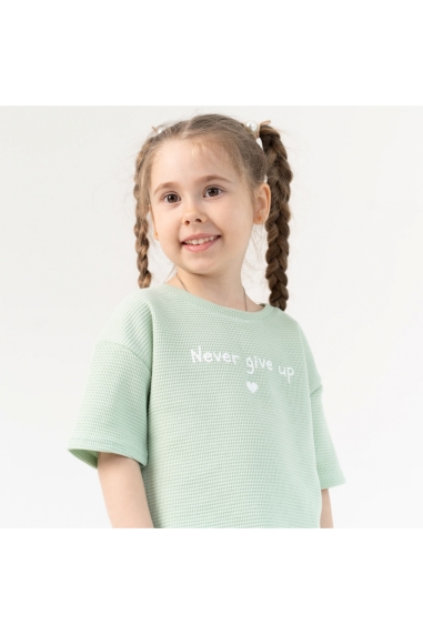 Костюм для дівчинки ментол вафельна структура - 1