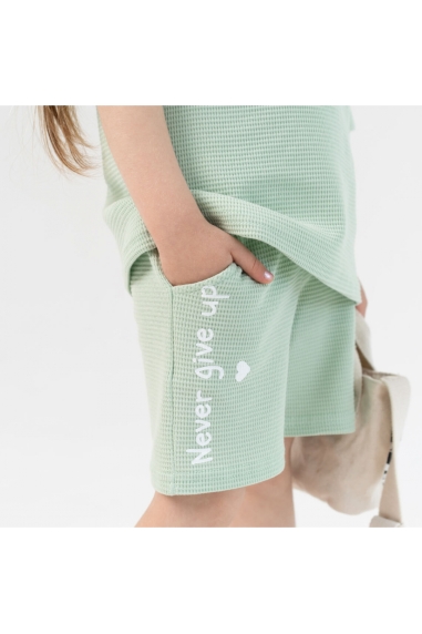 Костюм для дівчинки ментол вафельна структура - 2