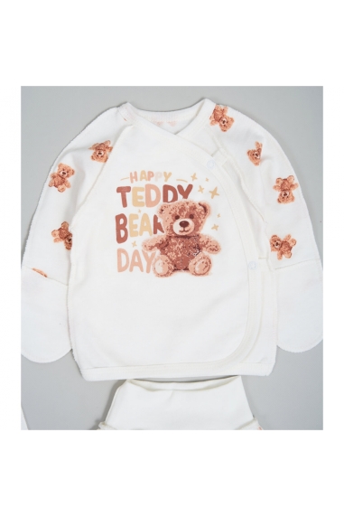 Комплект для новонароджених Ведмедики молочний начіс (футер) - 1