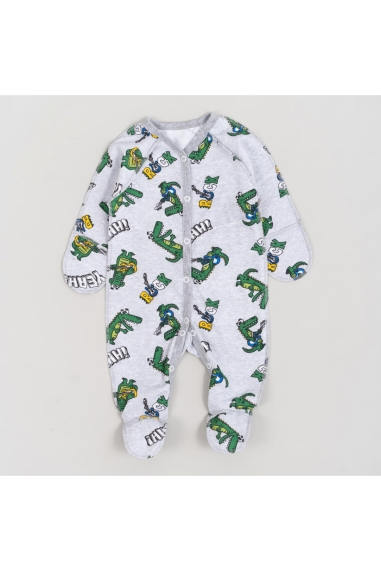 Сліп для новонароджених зелений Крокодил начіс високої якості(футер)