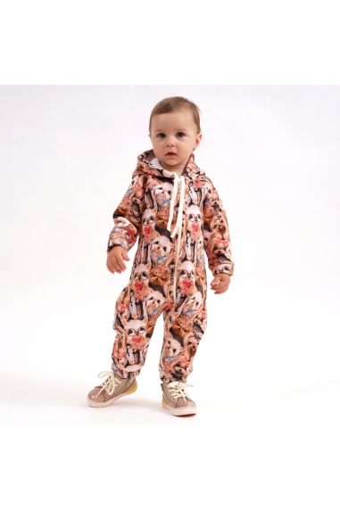 Комбінезон для дівчинки  собачки мокко тринитка на флісі