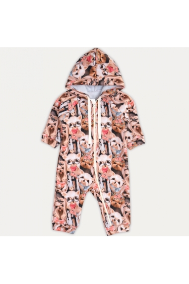 Комбінезон для дівчинки  собачки мокко тринитка на флісі - 1