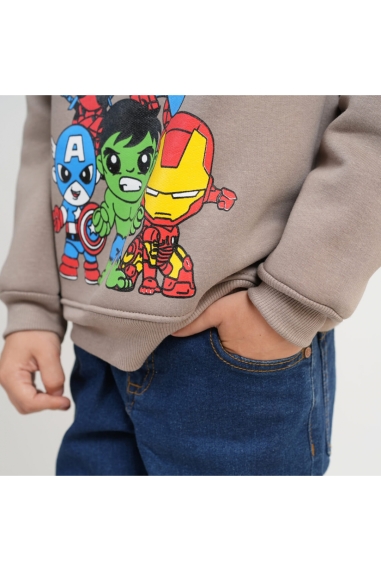 Худі для хлопчика бежевий тринитка на флісі - 3