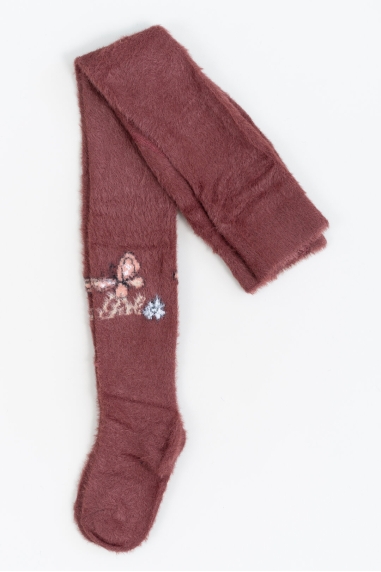 Колготки для дівчинки пухнасті бордо в'язка