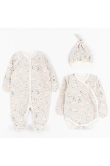 Комплект для новонароджених Зайки сірий начіс(футер)