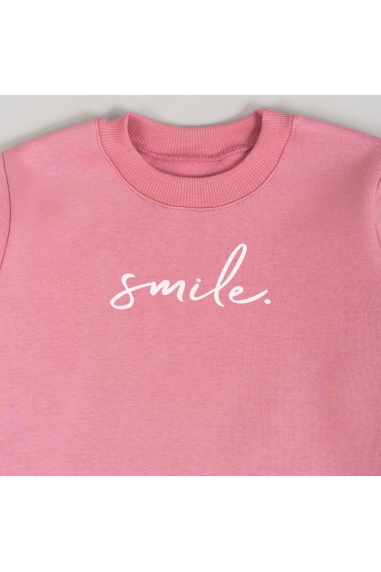 Світшот для дівчинки темно-рожевий тринитка на флісі - 2