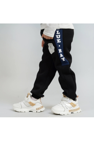 Штани для хлопчика чорний тринитка на флісі - 1