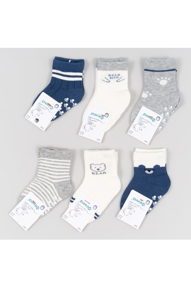 Шкарпетки з антиковзанням для малят синій бавовна - 1