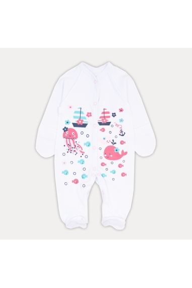 Сліп для новонароджених Морські Жителі білий начіс (футер)