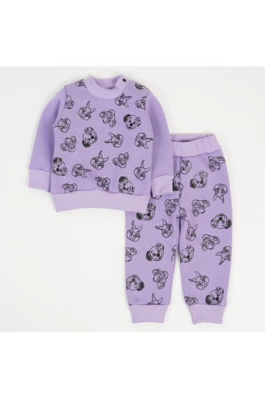 Костюм для дівчинки бузковий тринитка на флісі - 2