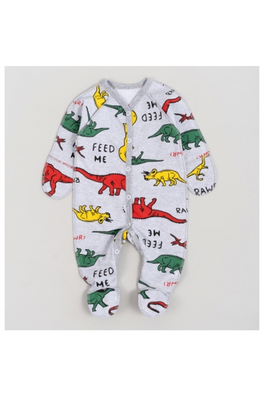 Сліп для новонароджених сірий Діно начіс високої якості(футер)