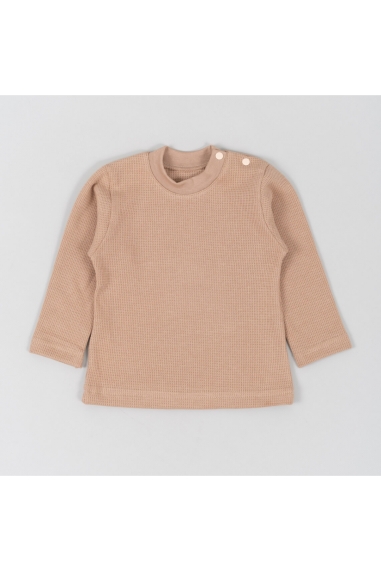 Джемпер дитячий з застібкою по плечу бежевий вафельна структура