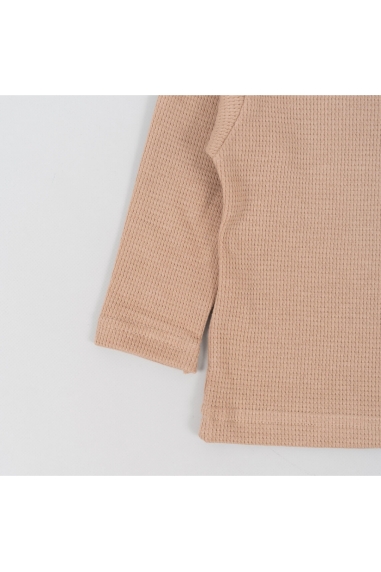 Джемпер дитячий з застібкою по плечу бежевий вафельна структура - 1