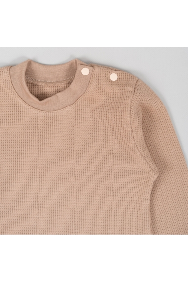 Джемпер дитячий з застібкою по плечу бежевий вафельна структура - 2