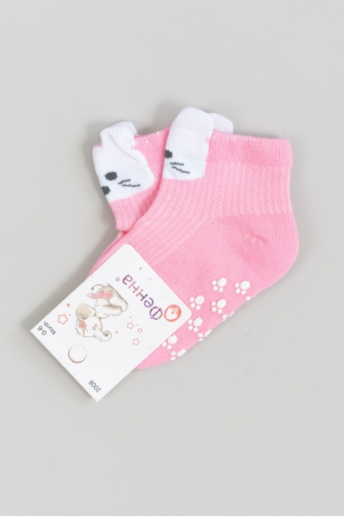 Шкарпетки з антіковзанням для малят темно-рожевий бавовна