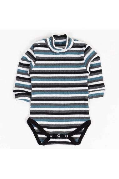 Боді теплий в полоску смарагдовий рубчик з начісом