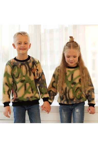 Джемпер теплий для дівчинки гірчичний тринитка на флісі - 1