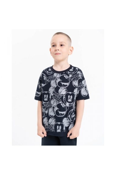 Футболка для хлопчика Мікі темно-синій кулір- двонитка