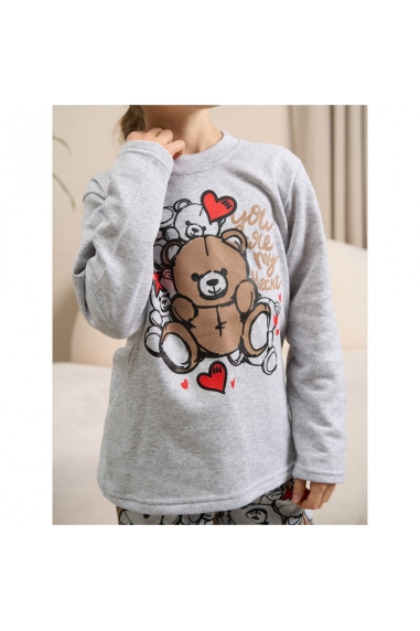 Піжама для дівчинки Ведмежата сірий начіс (футер) - 2
