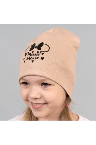 Шапка  подвійна для дівчинки Міні бежевий стретч