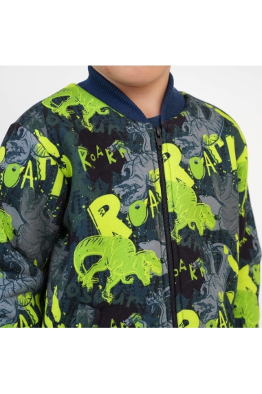 Бомбер для хлопчиків Діно синій тринитка на флісі - 1