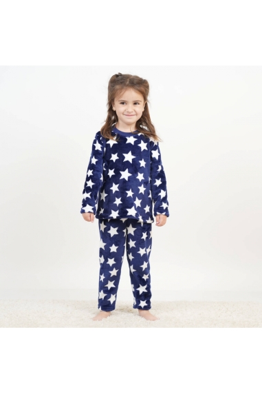 Піжама для дівчинки Зірочки темно-синій велсофт