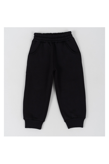 Теплі штанці для дівчинки чорний тринитка на флісі - 1