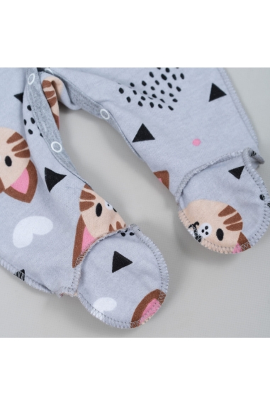 Сліп для новонароджених сірий Киці начіс високої якості(футер) - 2