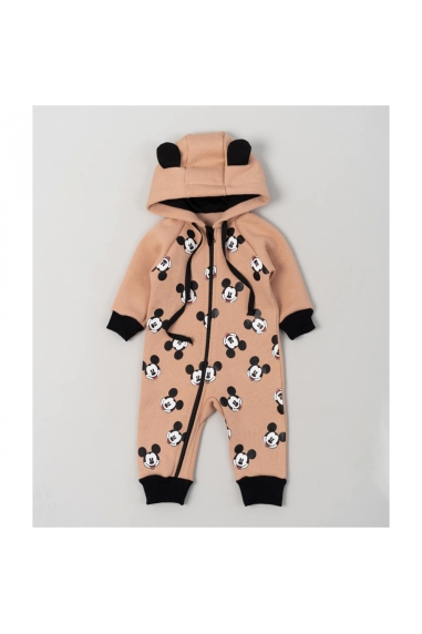 Комбінезон для хлопчика Мікі Маус бежевий тринитка на флісі