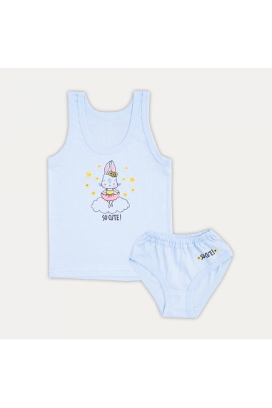 Комплект білизни для дівчинки Зайченя на хмаринці блакитний кулір