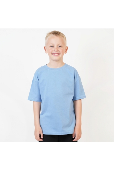 Футболка  для хлопчика оверсайз однотонна блакитна кулір