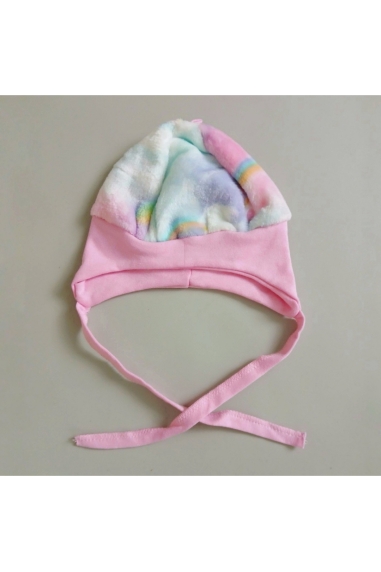 Шапочка для малят тепла рожевий велсофт