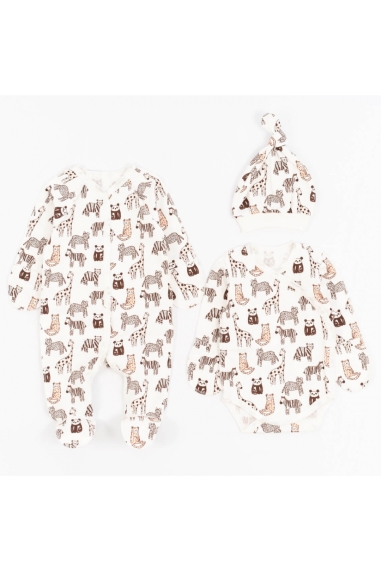 Комплект для новонароджених Звірята молочний начіс(футер)
