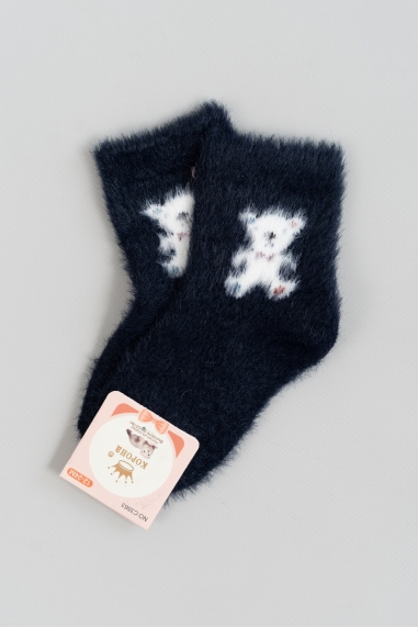 Шкарпетки пухнасті для малят темно синій ангора