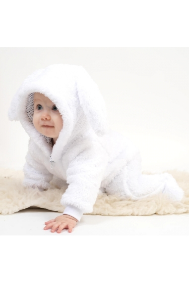 Комбінезон для новонароджених Зайка білий велсофт - 1