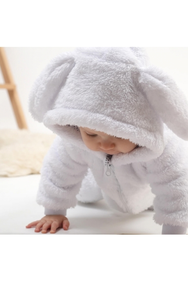 Комбінезон для новонароджених Зайка білий велсофт - 2