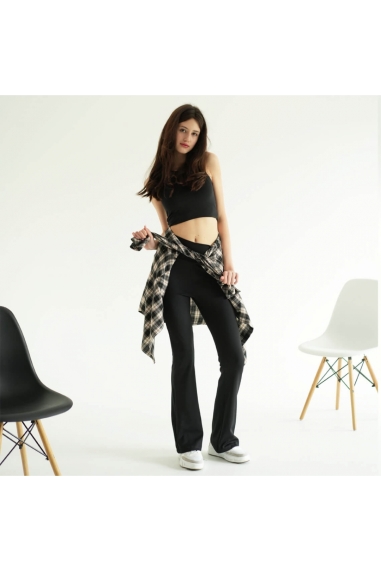 Лосіни жіночі кльош чорний рубчик преміум