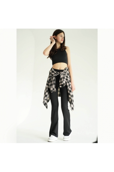 Лосіни жіночі кльош чорний рубчик преміум - 2