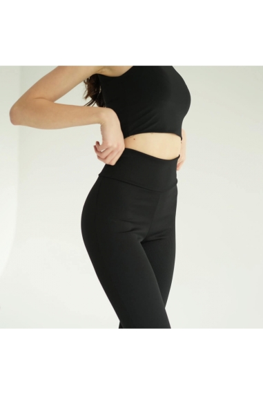 Лосіни жіночі кльош чорний рубчик преміум - 4