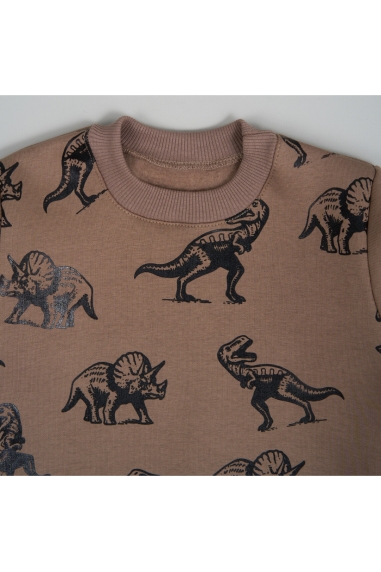 Світшот для хлопчика темний бежевий тринитка на флісі - 1