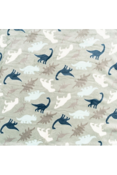 Пухнастий плед ясельний Діно оливковий велсофт - 1