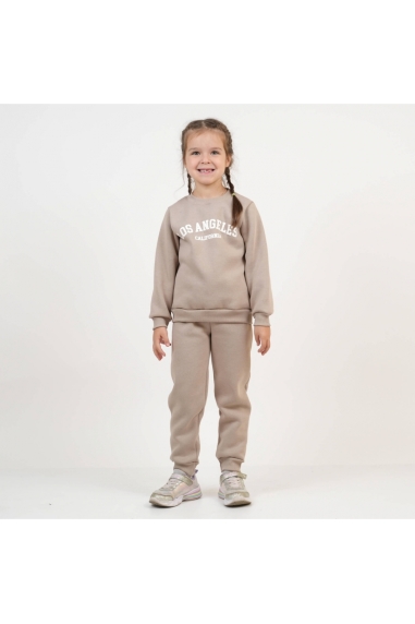 Костюм теплий для дівчинки бежевий тринитка на флісі