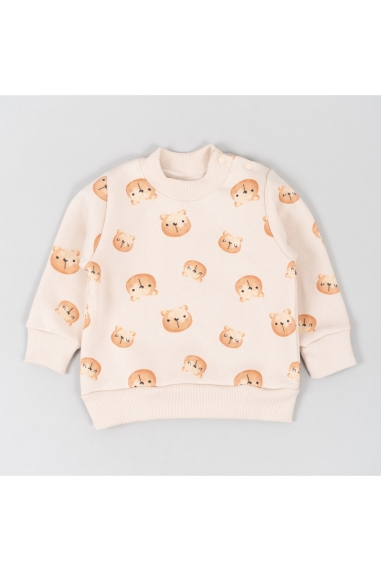 Теплий джемпер для малят Ведмедики молочний тринитка на флісі