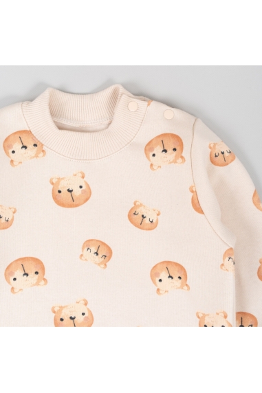 Теплий джемпер для малят Ведмедики молочний тринитка на флісі - 1