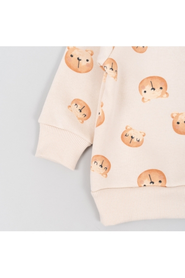 Теплий джемпер для малят Ведмедики молочний тринитка на флісі - 2