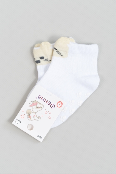 Шкарпетки з антиковзанням для дівчинки білий бавовна