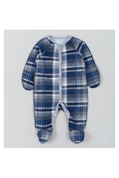 Сліп для новонароджених Клітинка синій начіс (футер)