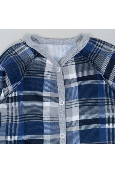 Сліп для новонароджених Клітинка синій начіс (футер) - 3