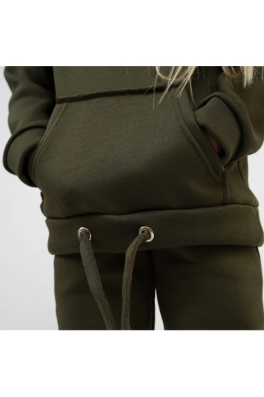 Теплий костюм для дівчинки хакі тринитка на флісі - 2