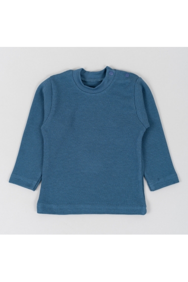 Джемпер дитячий з застібкою по плечу індиго вафельна структура